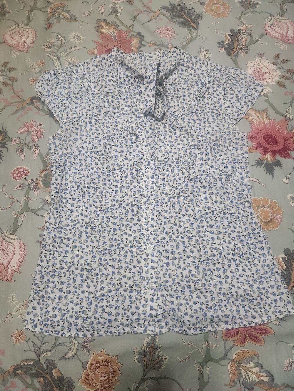 Floral Print Button Up Blouse Multi Color Size See Measurements